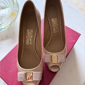 Salvatore Ferragamo Women's Peep Toe Heels - Blush Pink